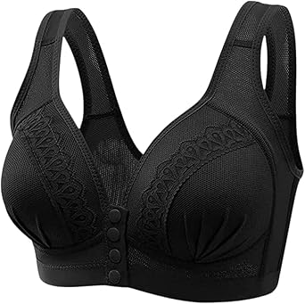 Front Snap Everyday Bras for Women, Wirefree Push Up Bras, Plus Size Bralettes for Senior, Ultra Soft Cup T-Shirt Bra