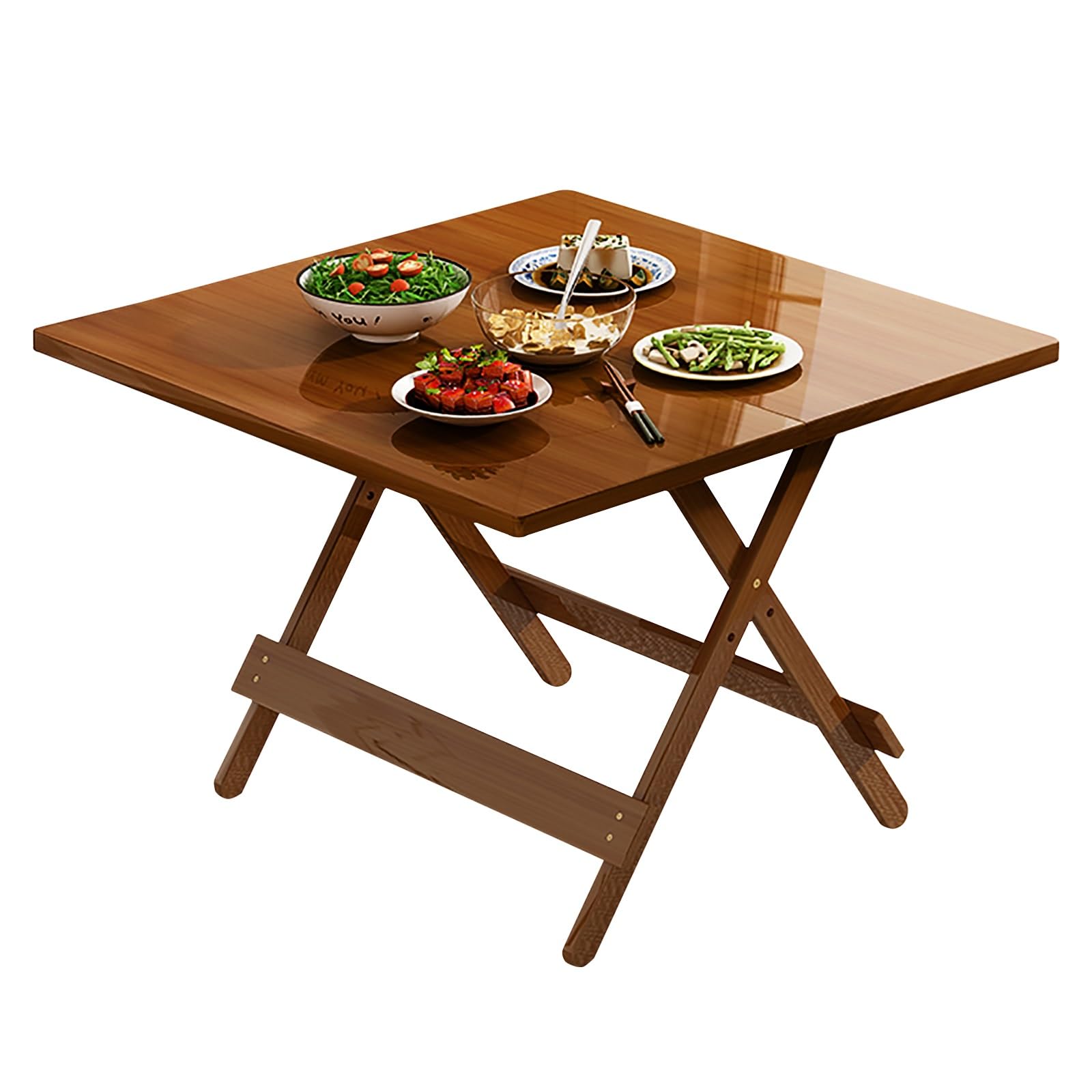Table de salle à manger pliante portable avec cadre en acier stable pour camping et balcon