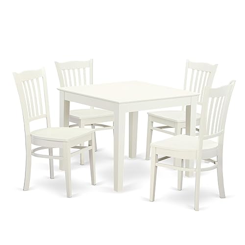 East West Furniture OXGR5-LWH-W 5 Piece Dining Room Furniture Set