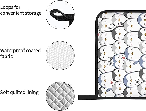 Miniatura 6 de Cute Penguin Greeting - Juego de 4 guantes de horno y soportes para ollas, forro de algodón acolchado suave, juego de utensilios de cocina, para