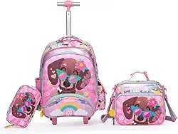 Kit Mochila Lancheira Estojo Cachorrinho Infantil Meninas Escolar