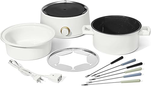 Miniatura 5 de 3QT Electric Fondue Set with Bonus 2QT Ceramic Pot, Black Sesame by Drew Barrymore (Color  White)