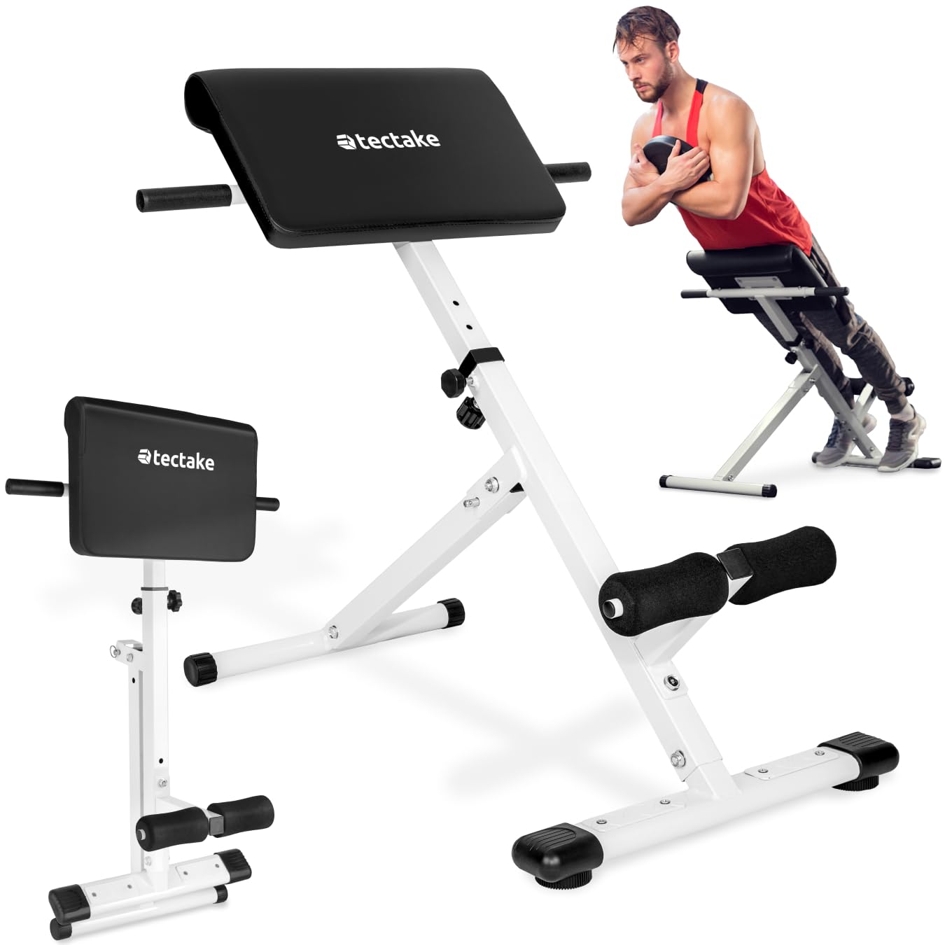 tectake® Banc de musculation pour Dos et Abdominaux, Réglable sur 5 niveaux de Hauteur, Banc lombaire pliable Hyper-extension Sport Musculation maison Appareil abdominaux, Diverses tailles disponibles