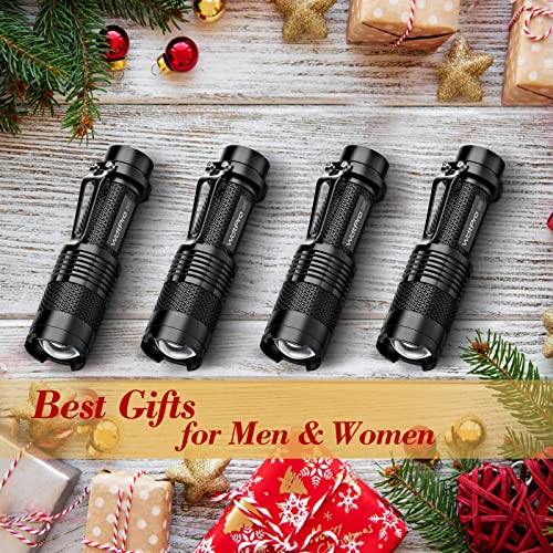 Wdtpro Mini Flashlights 4 Pack, Bright Small Led Flashlight With Clip, 3 Modes, Zoomable Edc Flash Light For Emergencies And Camping Gear #TOP6