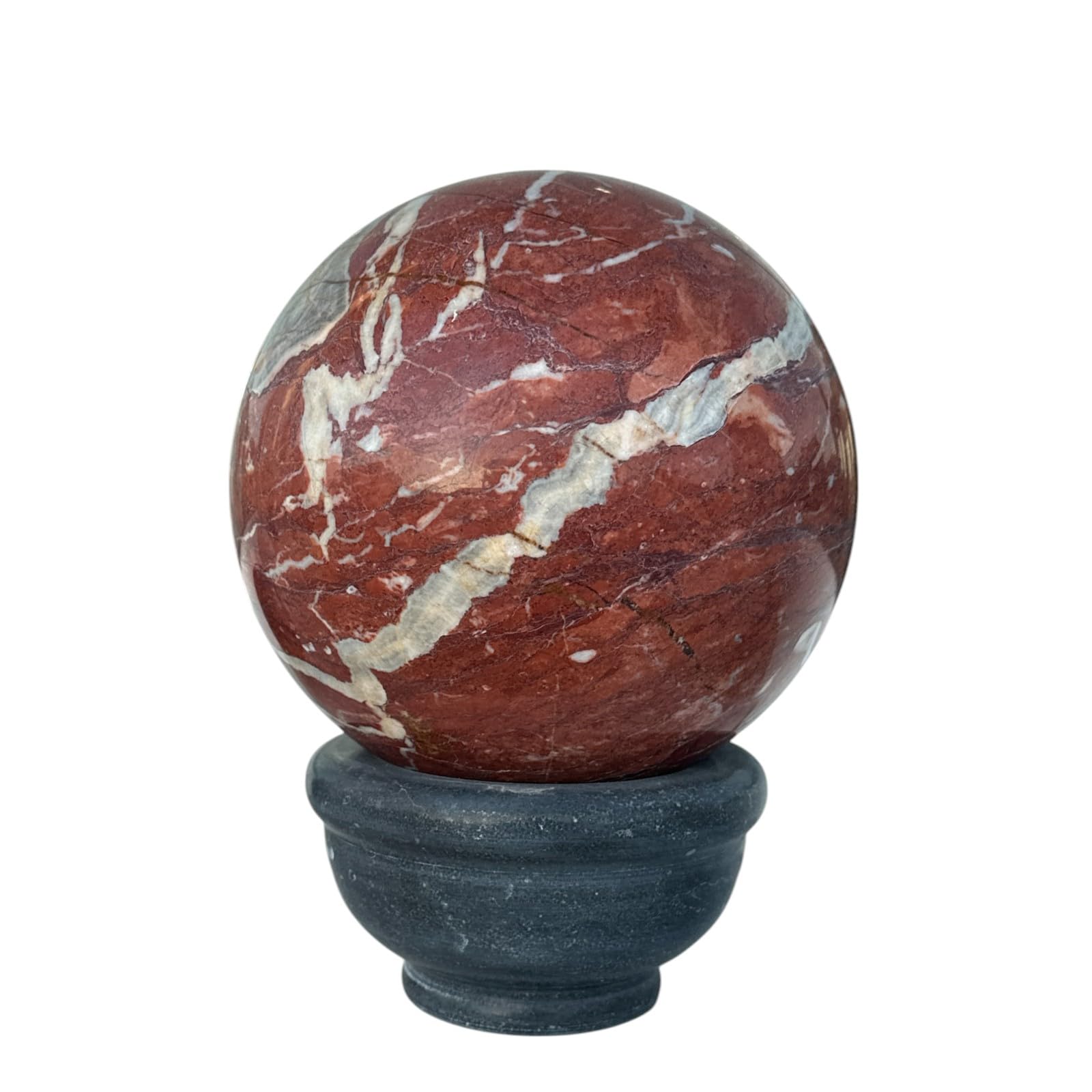 Boule en Marbre Rouge France Repose-sphère Noir Sculpture 20cm