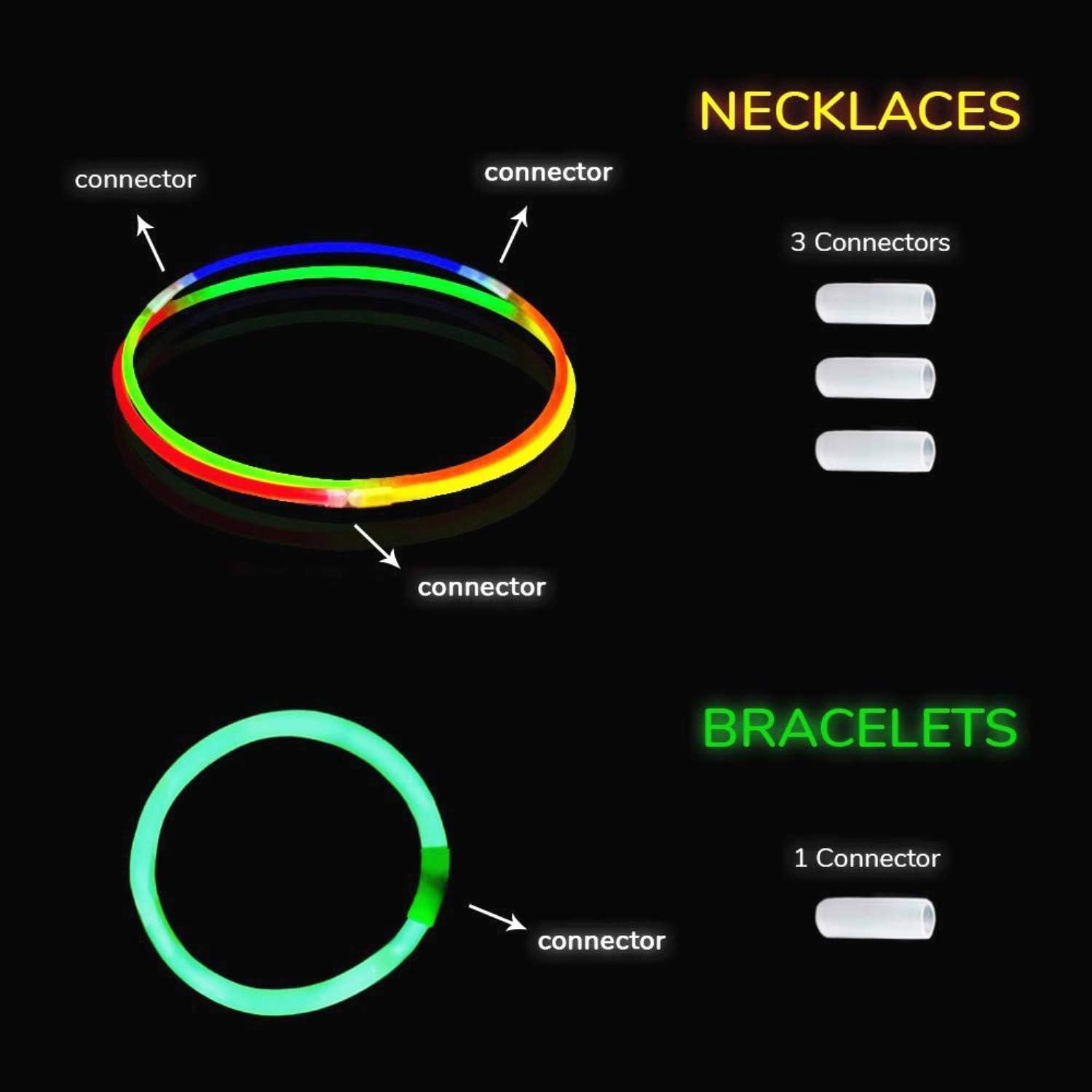 Glow Sticks Bulk Party 100 pcs 8" Glow in The Dark Party Supplies Light Sticks for Neon Party Glow Necklaces and Bracelets for Kids or Adults