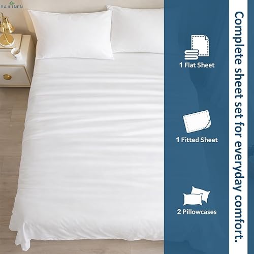 Miniatura 5 de Sábanas 100% algodón tamaño King, refrescantes y transpirables con sábana bajera de 16 pulgadas de profundidad, juego de ropa de cama King suave y