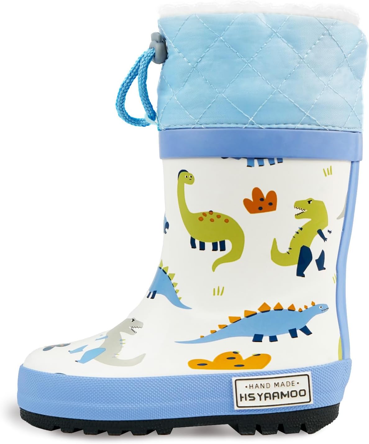 Toddler Kids Waterproof Rain Boots with Adjustable Drawstring – Non-Slip Lightweight Rubber Boots for Boys & Girls, Cute Cartoon Pattern Outdoor Shoes