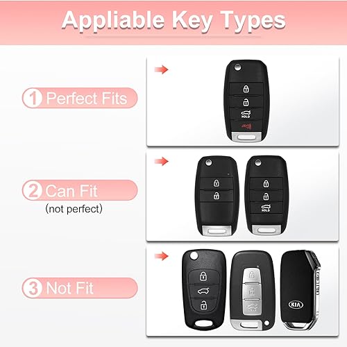 Miniatura 2 de Pangpai Funda rosa para llavero Kia, funda de TPU suave con llavero brillante para Kia Sedona Rio Optima Soul Sportage Sorento Carens Flip Key