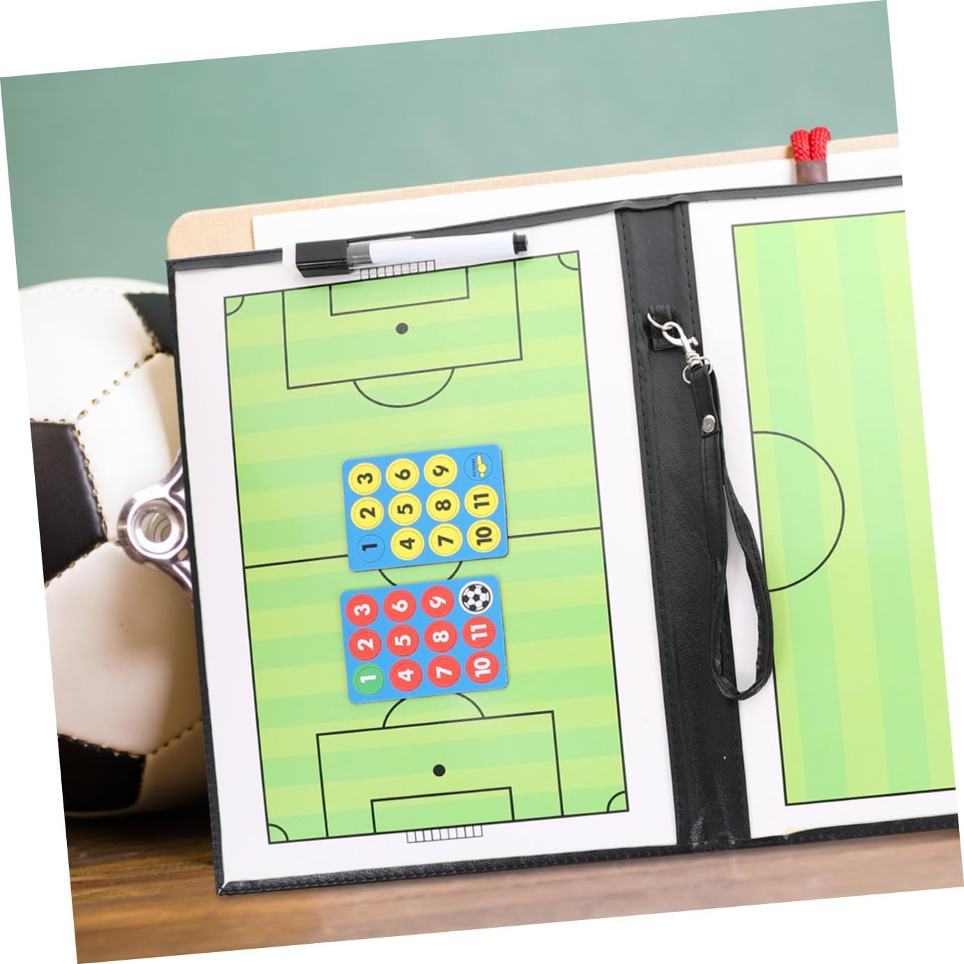 DOITOOL Soccer Tactical Coaching Board Three-fold Dry Erase Football Planning Match Strategy Board for Coaches Training and Game Analysis