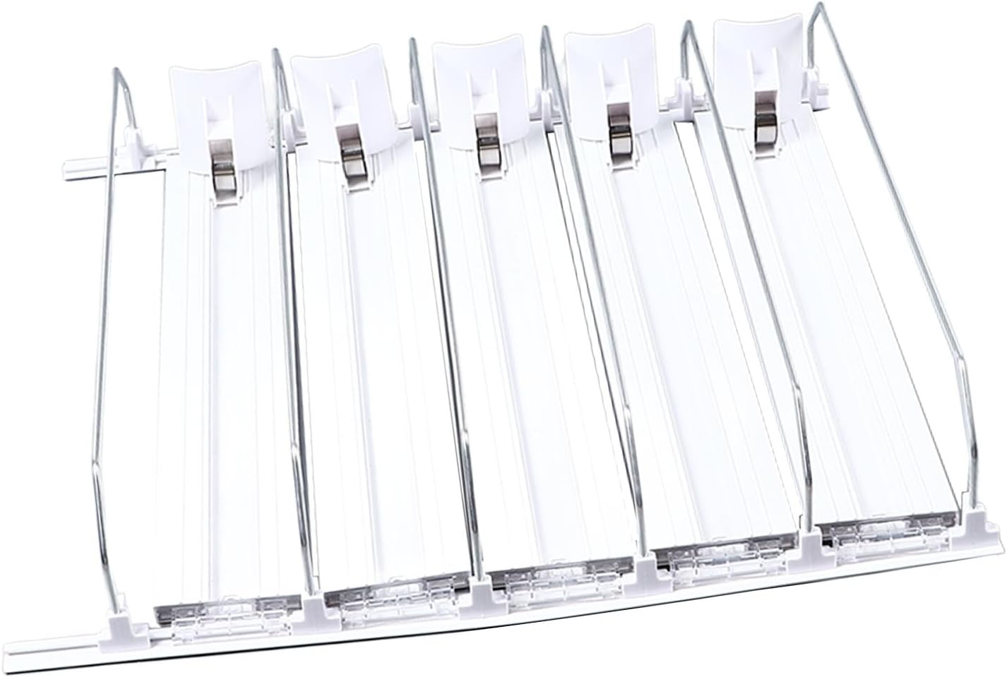 Refrigerator Drinks Organizer Spring Loaded Adjustable Push Rod Slide Rail Beverage Can Dispenser for Beer Drinks 38cm (White)