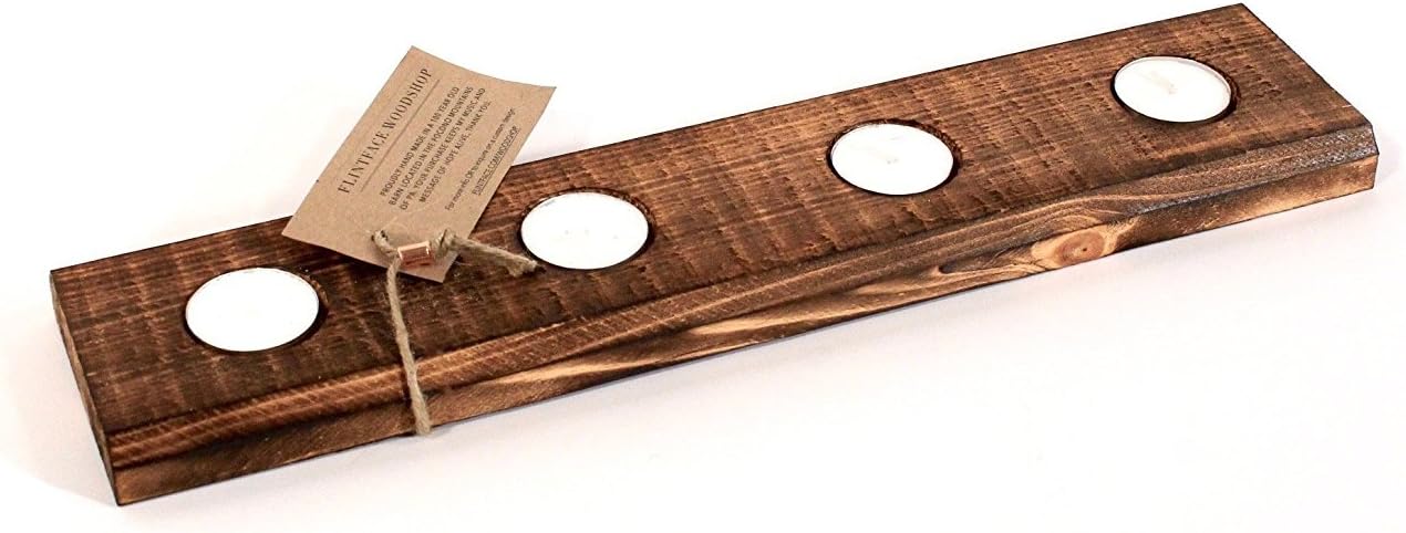 Handmade Rustic Tea Light Candle Holder --- Flintface Woodshop