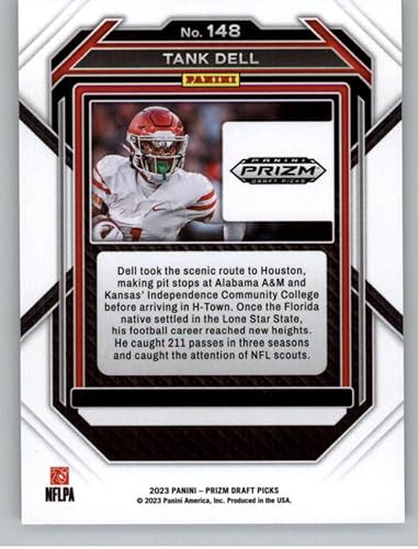 Miniatura 2 de 2023 Panini Prizm Draft Picks #148 Tank Dell Houston Cougars RC Rookie Card Official NCAA Football Card in Raw (NM or Better) Condition