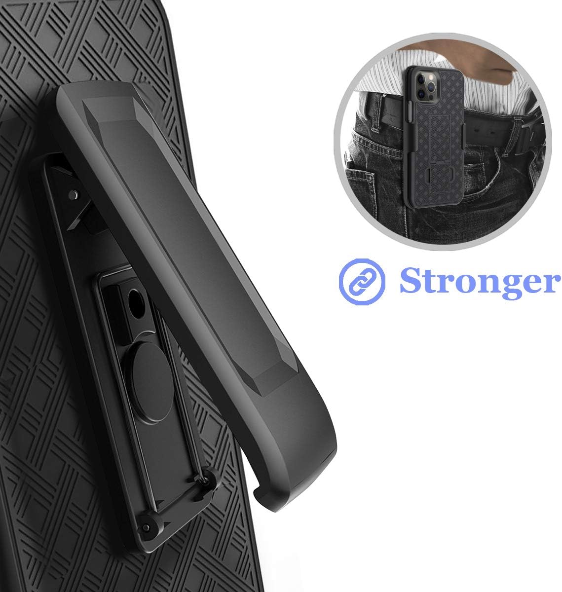 Fingic Compatible with iPhone 12 Pro Max 5G Case Holster Case Combo Shell Slim Rugged with Built-in Kickstand Swivel Belt Clip Holster Shockproof Cover for Apple iPhone 12 Pro Max 6.7 inch, Black - Image 6