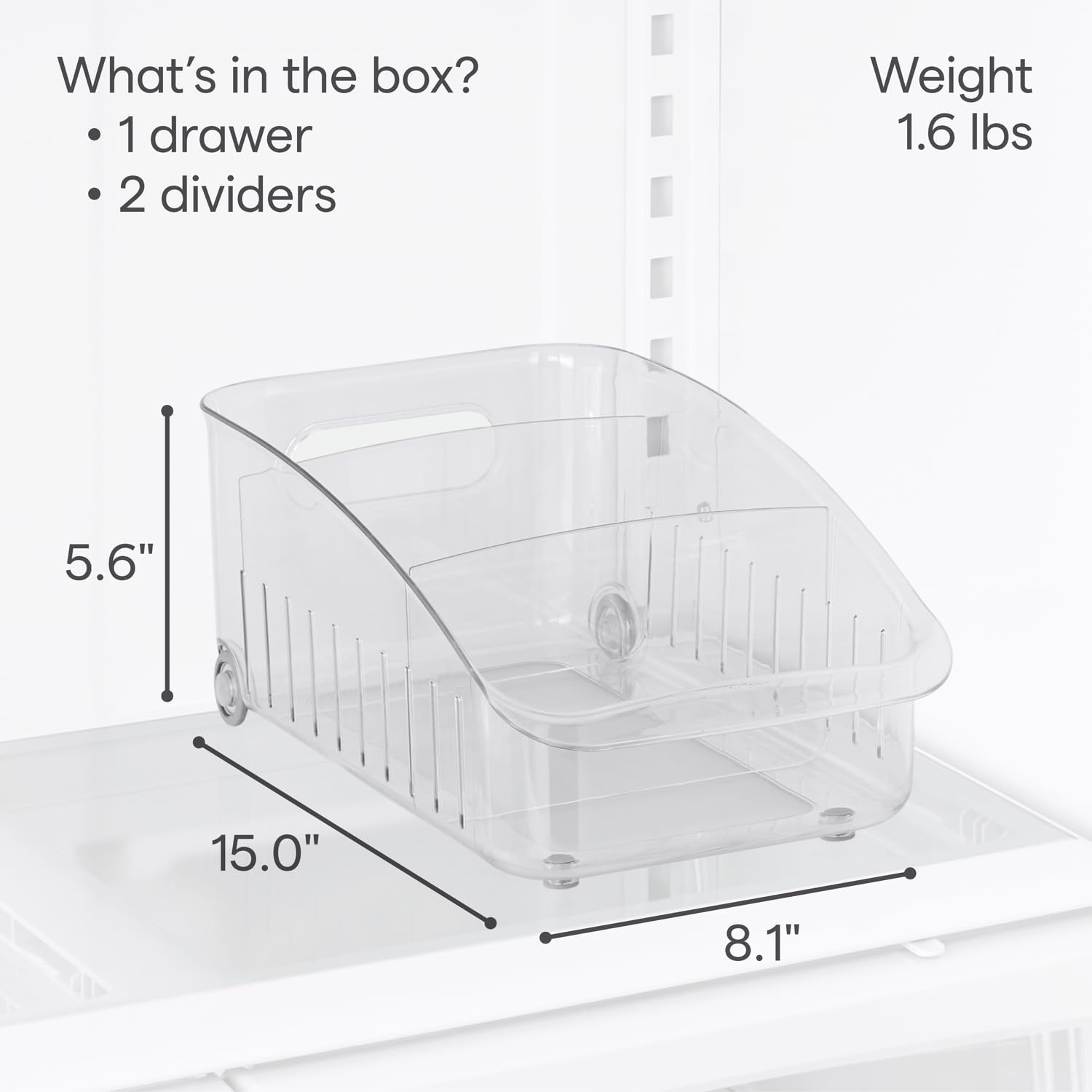 YouCopia RollOut Fridge Drawer 8”, Adjustable Bin Refrigerator Organizer