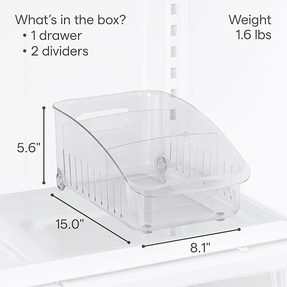 YouCopia RollOut Fridge Drawer 8, Adjustable Bin Refrigerator Organizer