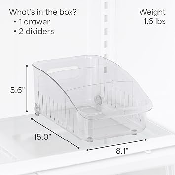 YouCopia RollOut Fridge Drawer 8, Adjustable Bin Refrigerator Organizer