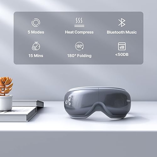 Miniatura 3 de RENPHO Masajeador de ojos con calor y música Bluetooth recargable, máquina de cuidado de ojos, pistola de masaje eléctrica de mano 2 en 1 de tejido