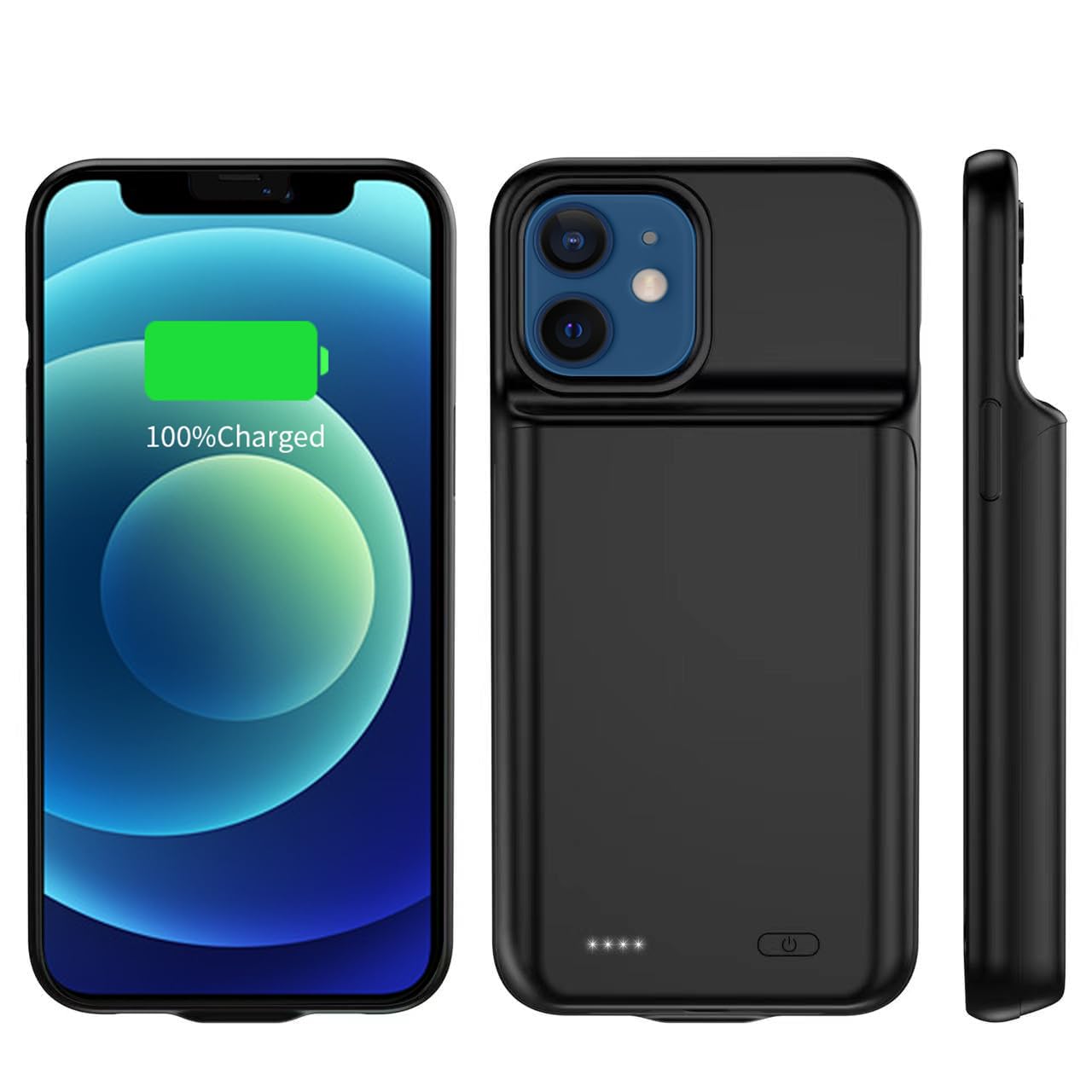 Battery Case for iPhone 12 Mini, 6800mAh Slim Portable Rechargeable Protective Battery Pack Cover Power Bank Charging Case Compatible with iPhone 12 Mini/13 Mini (5.4 inch) (Black)