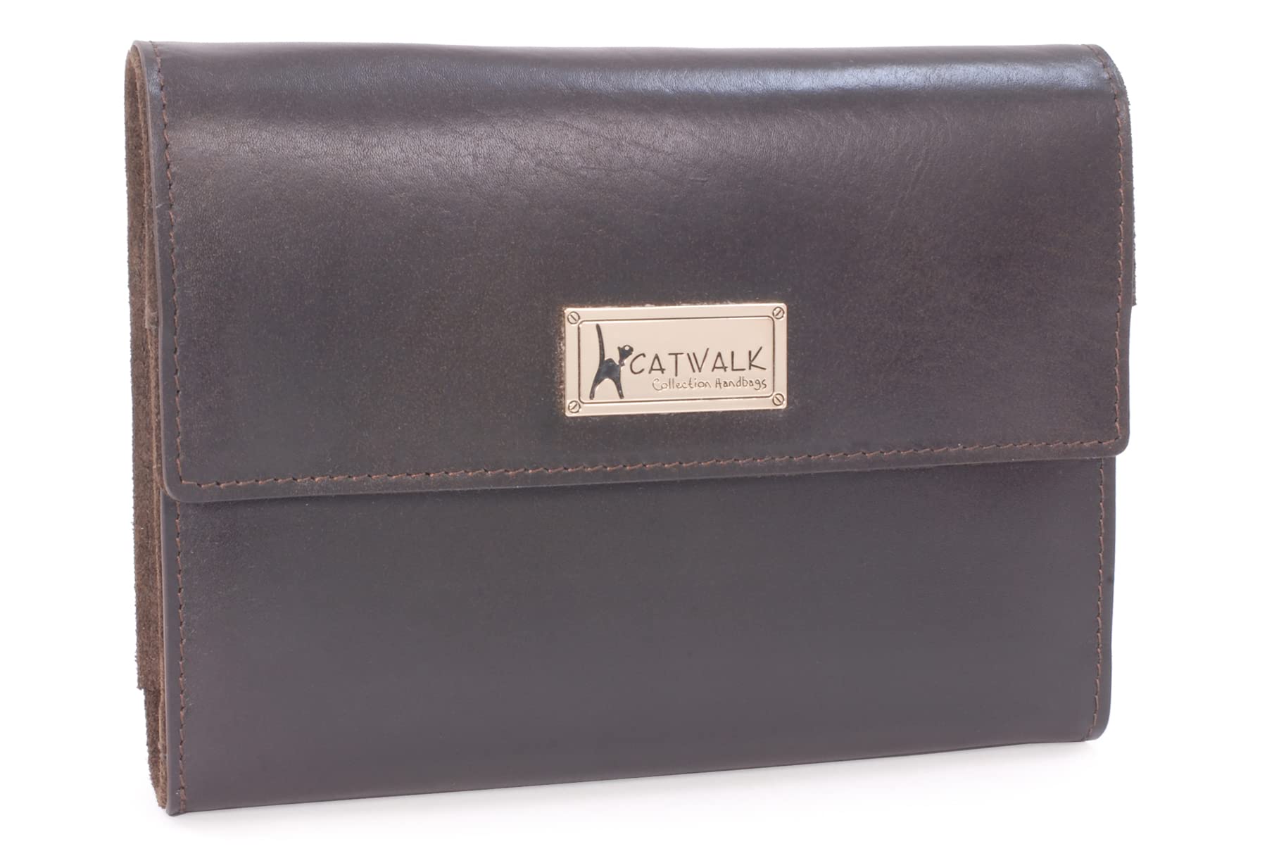 Catwalk Collection Handbags Women's Brown - Jewellery Roll - Travel Jewelry Organiser Case - Smooth Leather And Suede - Gift Boxed - Chanelle