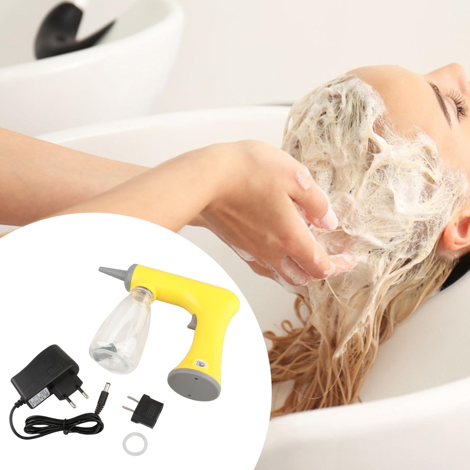 Qianly Perming Foaming Machine Friseur Schaumgerät Elektrisch Aufladbar Bubble Dampfer Geräuscharm Praktisch für Salon Friseursalon Barbierladen, Gelb 150ml