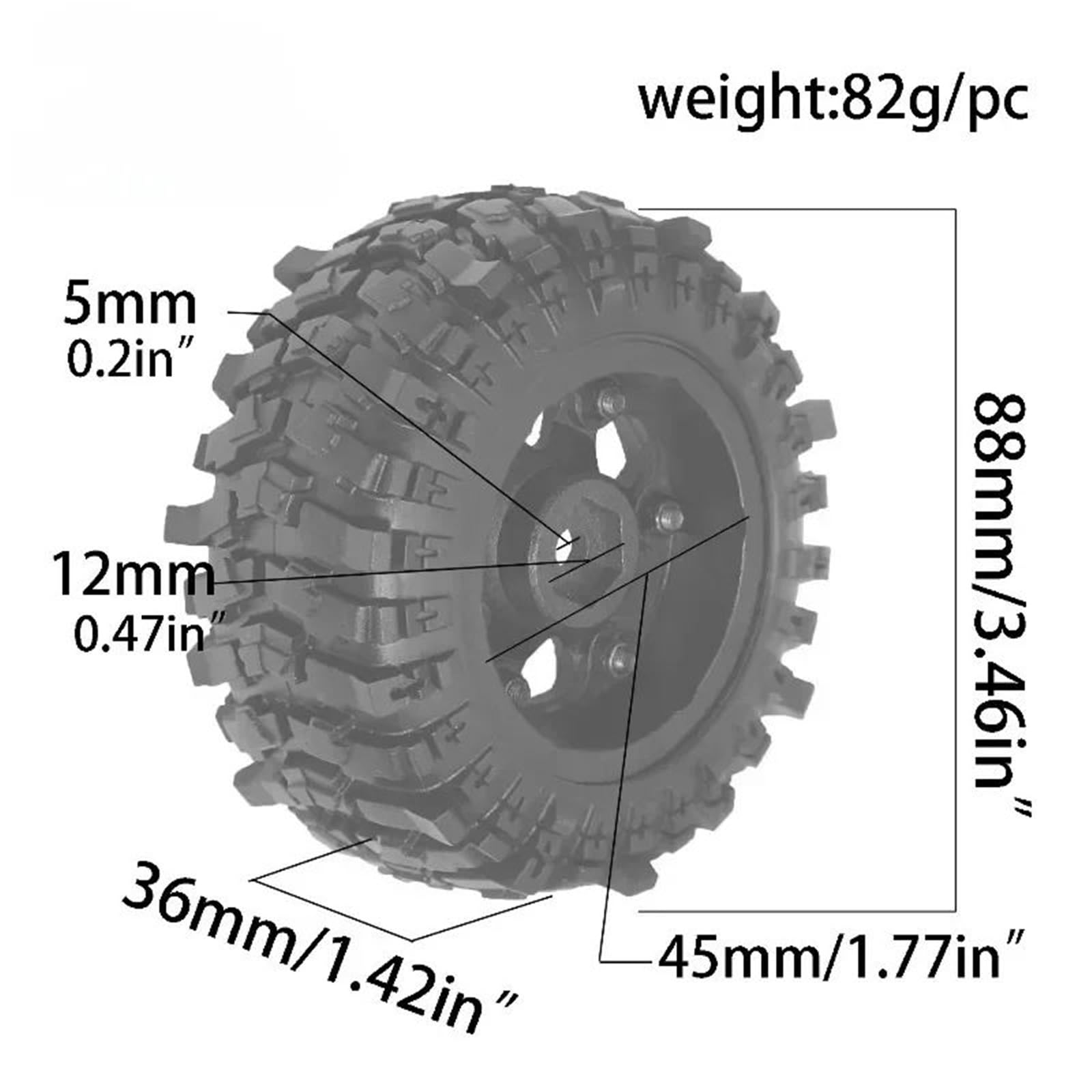 Per MJX H12Y + Per Axial Per SCX10 AXI03007 Per Tamiya CC01 D90 1/12 Auto 1.9 "Plastica Beadlock Ruote E Pneumatici OD 88mm 4PCS RC Parti Rc Decora Accessori