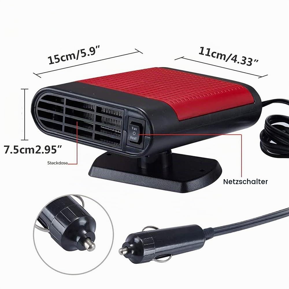 Tragbare Autoheizung, TOTMOX 12V 150W Auto Heizlüfter Frontscheibenheizung Windschutzscheiben Defroster, Mini Heizung Fensterheizung, Standheizung Mit Zigarette, 360° Schwenkbar