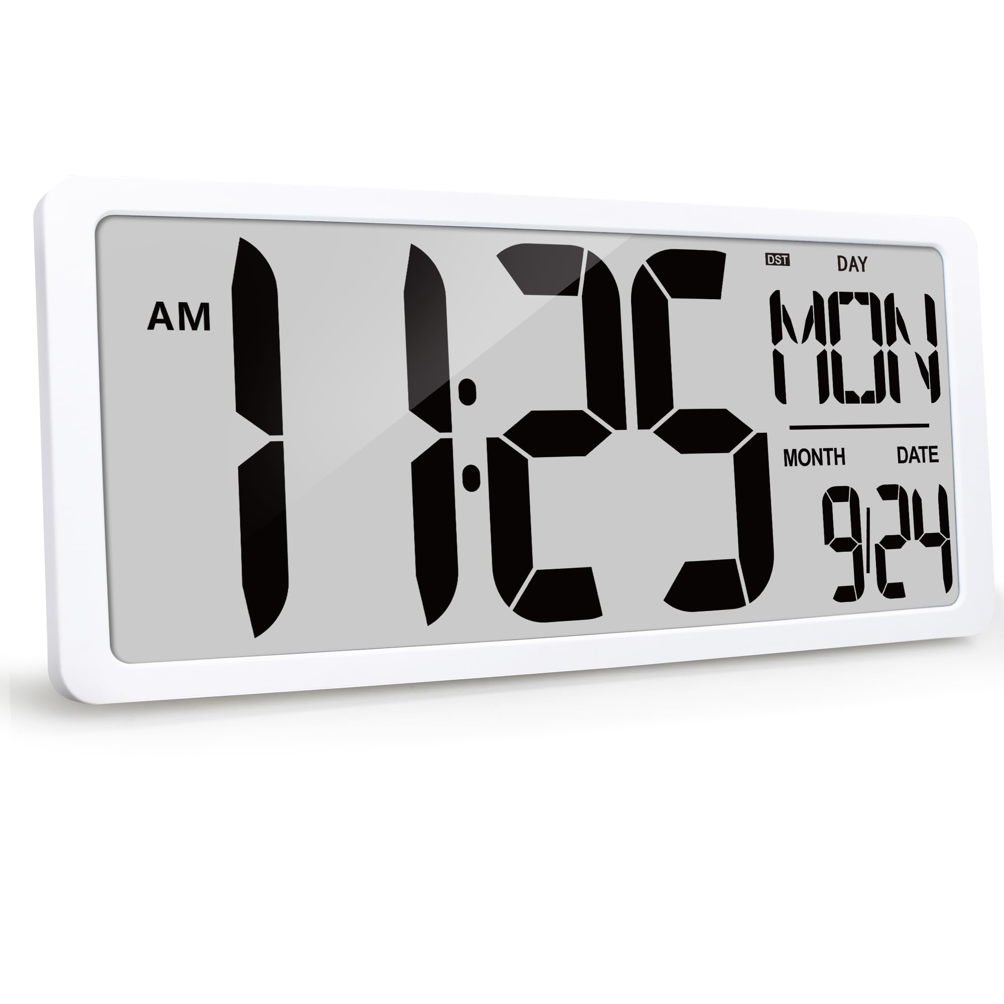 Extra große digitale Wanduhr, batteriebetrieben, mit Uhrzeit/Kalender/Temperatur, Jumbo-LCD-Display, Countup-Down-Timer, Wecker für Zuhause, Büro, Schlafzimmer (Batterien im Lieferumfang