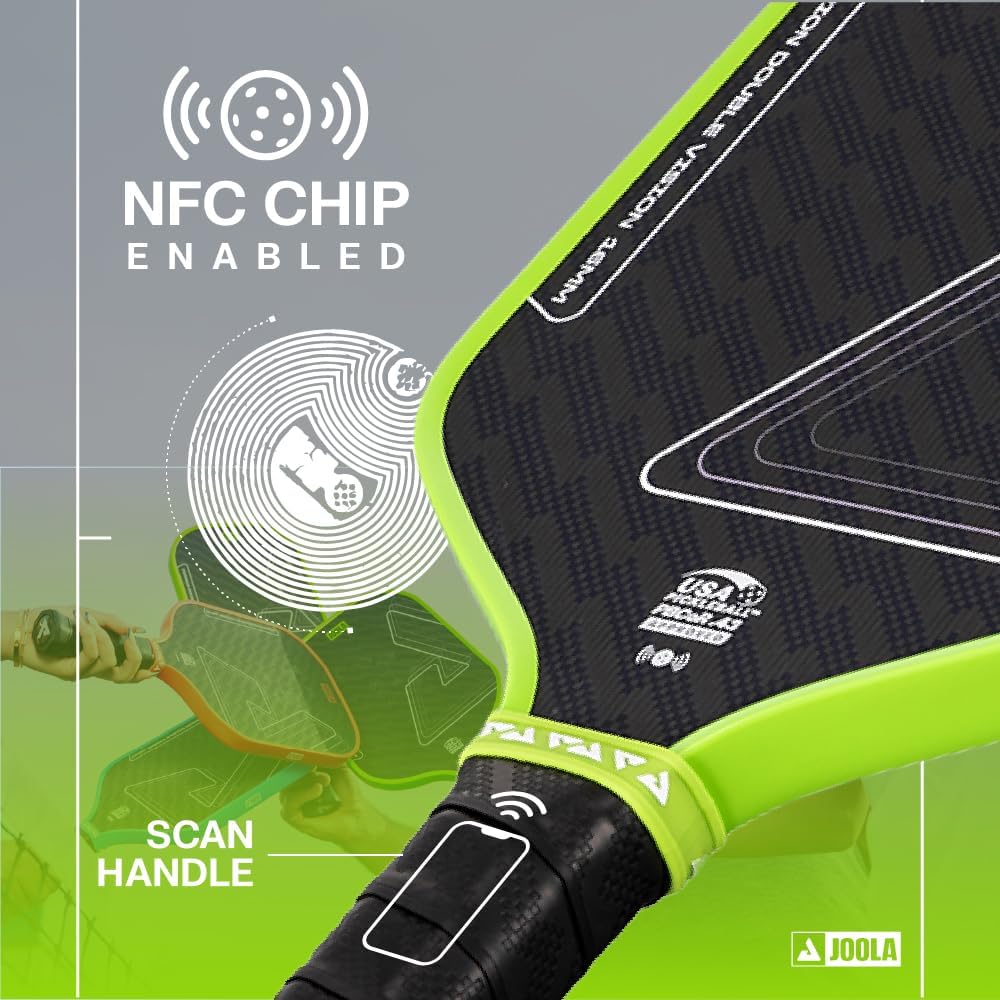JOOLA Double Vision 16mm Pickleball Paddle - Signature and Standard Shape - Aramid Surface for Softer Responsive Touch - SK Film for Reduce Vibration - USAP Approved - NFC Chip Enabled - Image 4