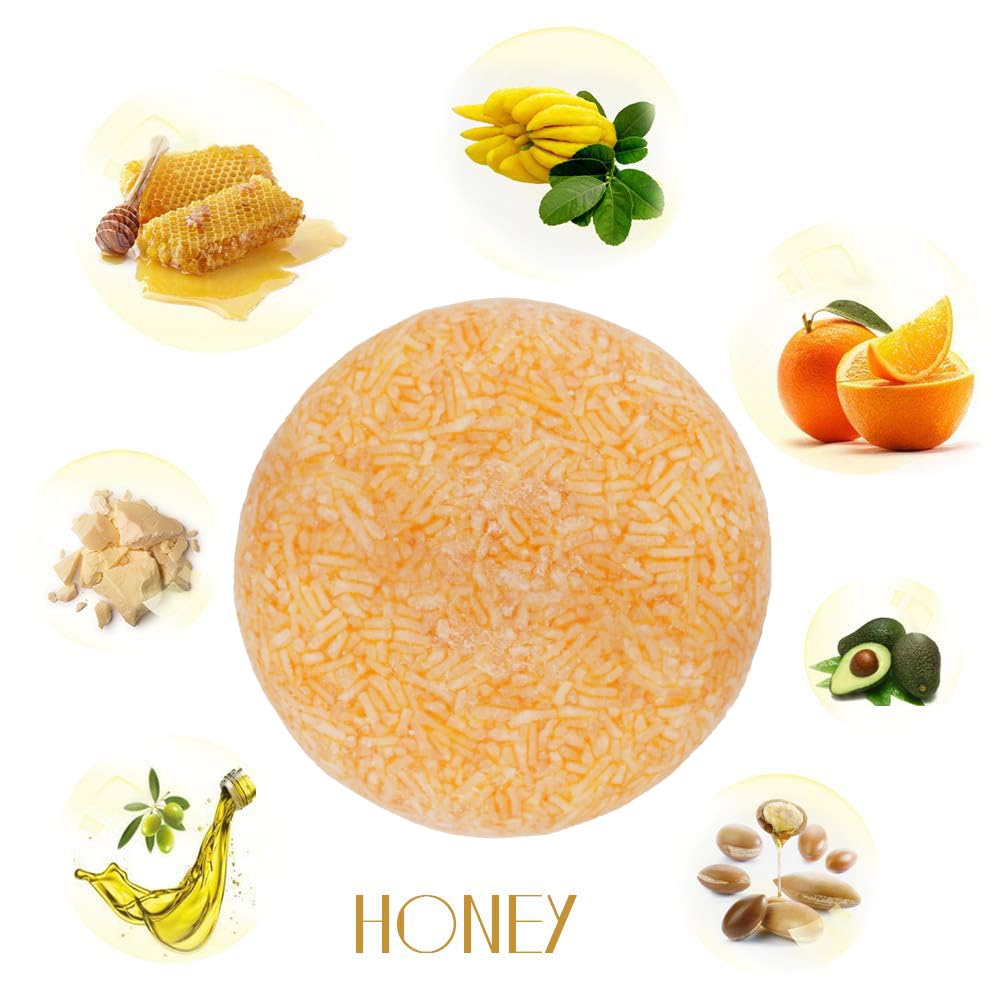 100% Natural Shampoo Bar for Hair 2 Pieces Solid Shampoo Soap for Treated Dry Damaged Hair Vegetarian Plant Essence Helps Stop Hair Loss and Promotes Healthy Hair Growth 4.2oz (Honey & Rosemary)