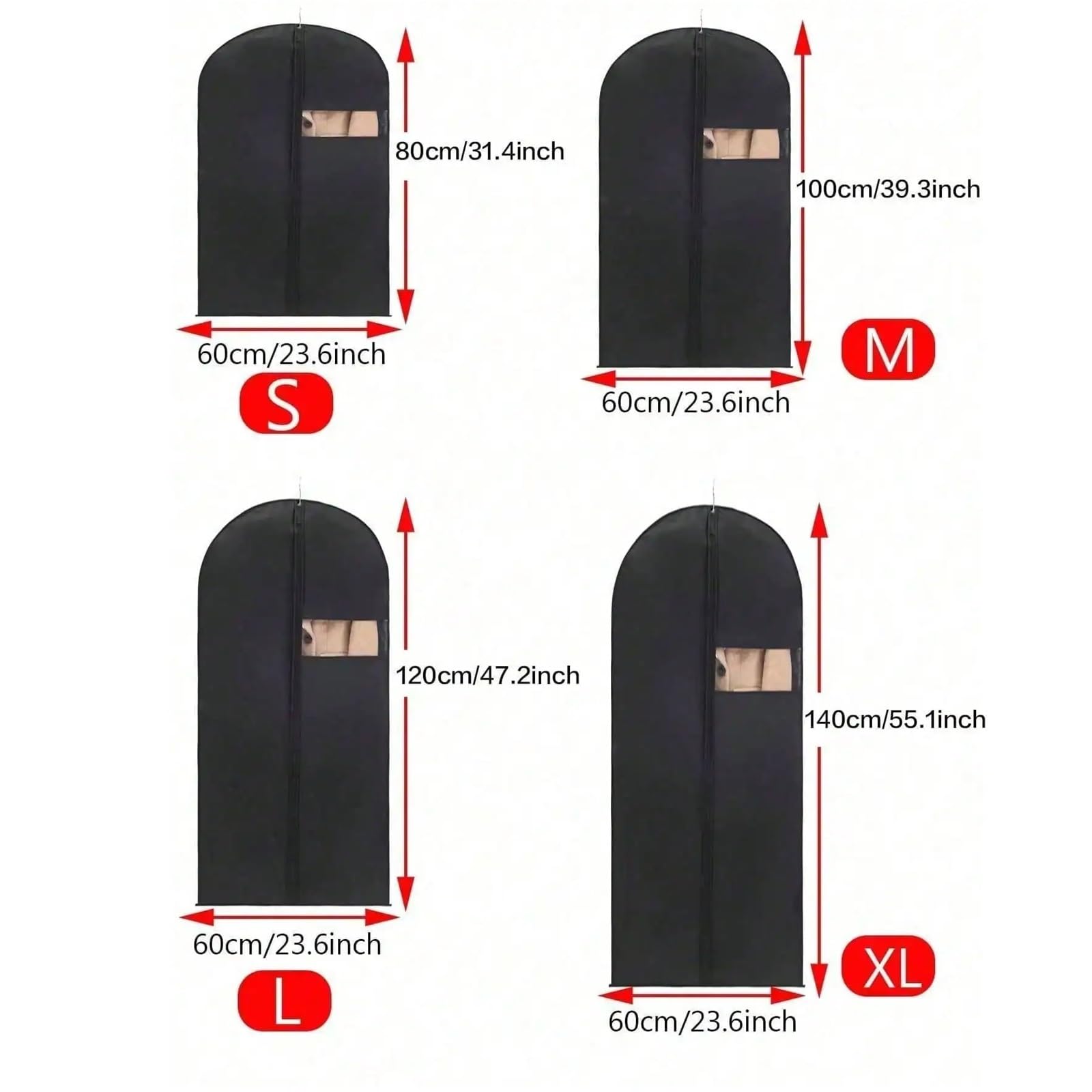 Funda de traje poliéster con ventana