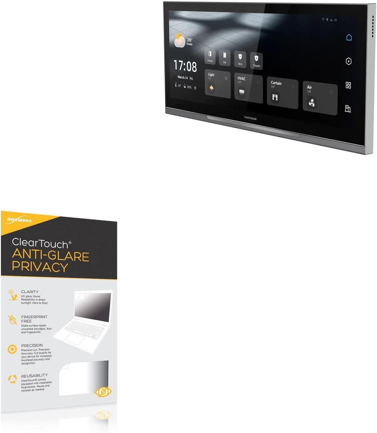 BoxWave Screen Protector Compatible with Flagship All in One Smart Home Control Panel 12.3 in - ClearTouch Anti-Glare Privacy (2-Pack), Privacy Screen Protector Flexible Film Anti-Glare