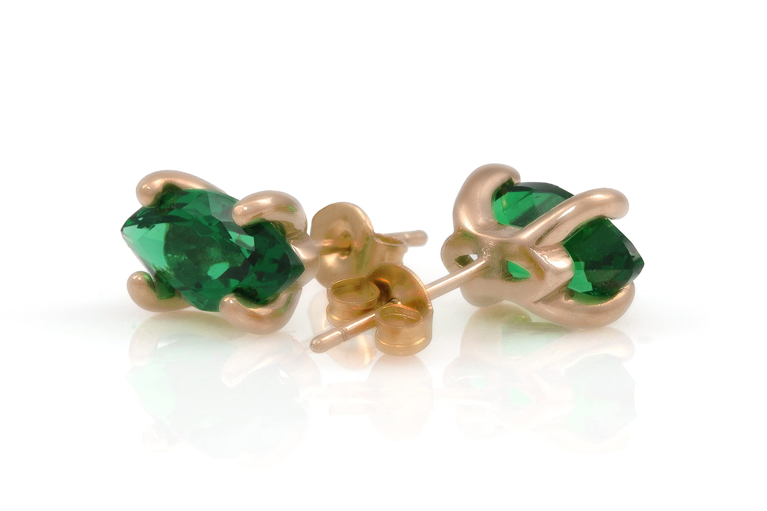 Orecchini Senza Tempo Verde Smeraldo - Delicati Orecchini Perno Verdi, Orecchini per Tutti i Giorni, Orecchini Sposa, Orecchini Delicati - Materiale Personalizzabile - Gioielli Fatti a Mano di Scatola
