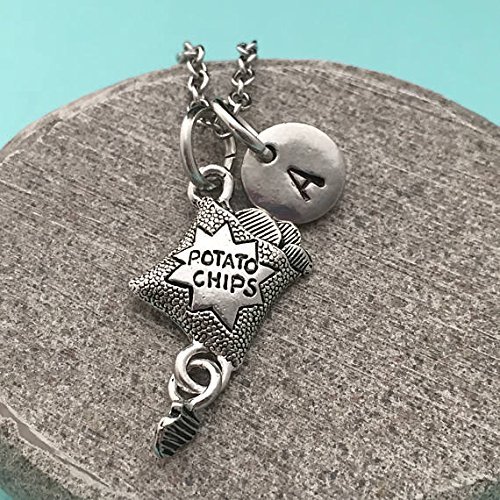 Potato chips necklace, potato chips charm, food necklace