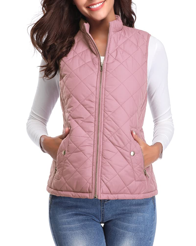 fuinloth Gilet Donna Smanicato Invernale Panciotto Dritto Collarei Giacche Ultraleggeri Senza Maniche Giacca con Tasca con Cerniera