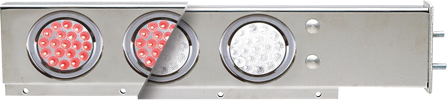 TRUX TU-9210L2. Mud Flap Hanger, with Flat Top, 4 X 4 Dual Revolution (Red/White), 2 X 4 Clear Red Le Ds & Bezels