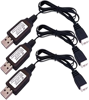 3Packs 7.4V 2S LiPo Battery USB Charger Cable 1A Fast Charging with XH-3P Connector for RC Car Truck Rock Crawler FPV Drone Airplane Boat Racing Quadcopter Helicopter Airsoft SCX24