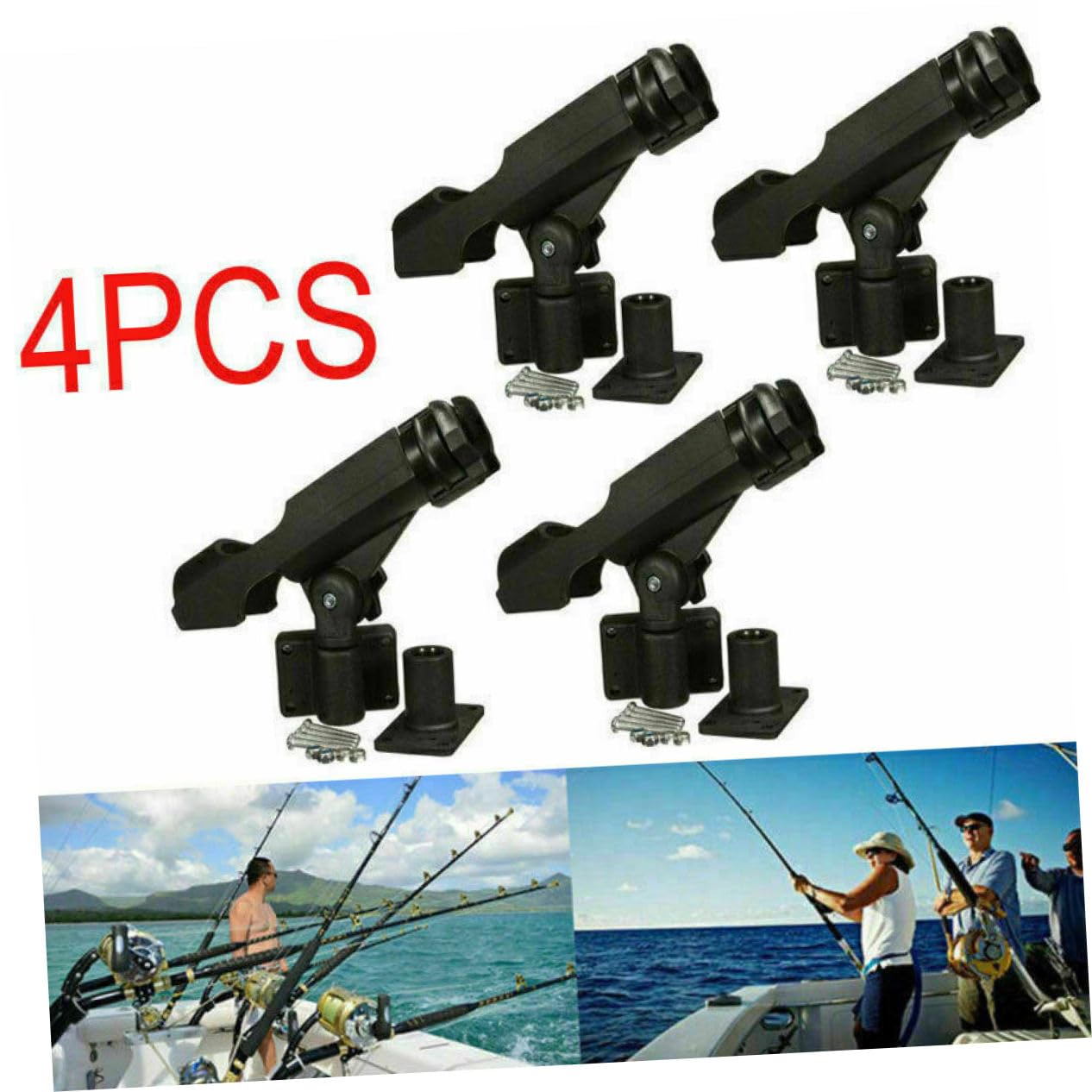 YARNOW Supporto Per Canna Da Pesca Per Kayak/yacht 4 Pezzi Staffa Girevole Viti in Acciaio Inossidabile Facile Installazione Nylon Accessorio Per Barca