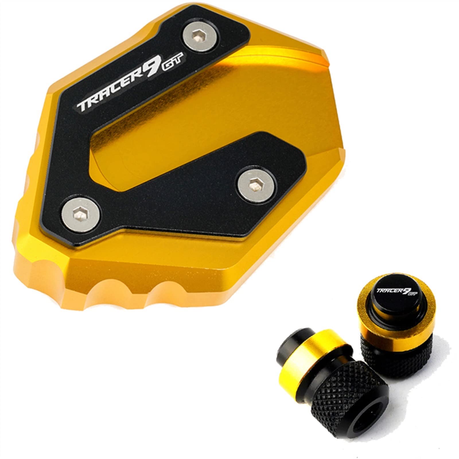 Rallonge Béquille Tracer 9 GT en Aluminium CNC Haute Qualité avec Bouchons Valve