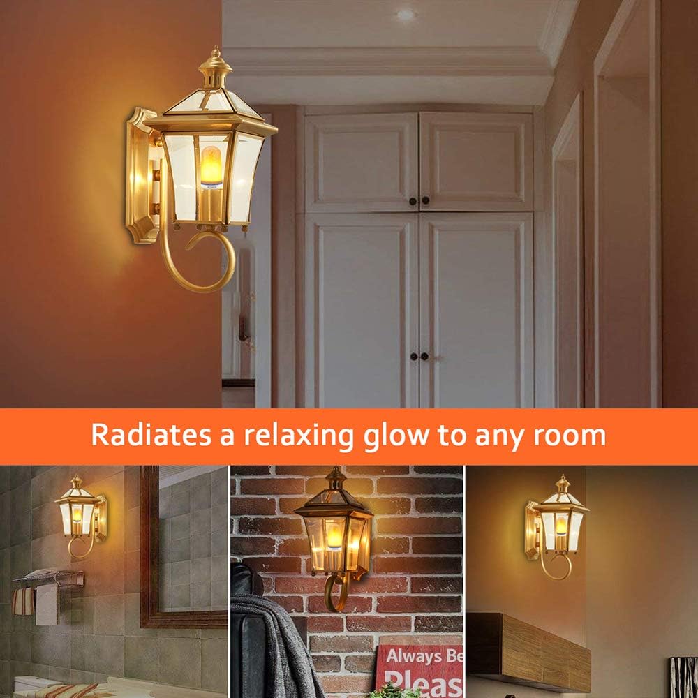 DILISENS LED Flame Effect Light Bulbs-Newest Upgraded 4 Modes Flickering Fire Simulated Lamps-for Halloween/Christmas Decoration/Home/Festival (2 Pack)