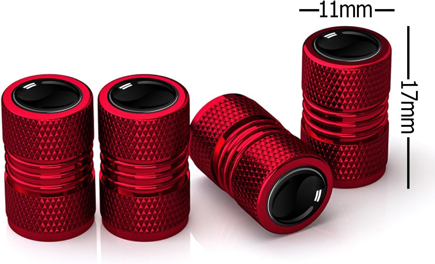 Tire Valve Caps 4 Pack, Valve Stem Caps Covers for Car Truck Bike Motorcycle Accessories, Tire Wheel Spare Parts Air Cap (Red) - Image 2