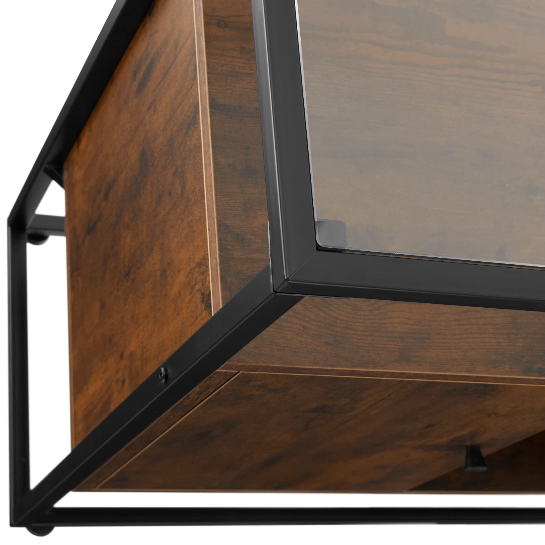 tectake 801092 Cassettone Conventry, Piano superiore in vetro, Armadio con porta magnetica e ripiano
