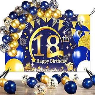 40th Birthday Banner Balloons, 40th Birthday Decoration Men Women Navy Blue Balloons Gold Confetti Balloons, 40th Happy Birthday Banner Poster Party Decorations, 40th Birthday Photo Booth Backdrop