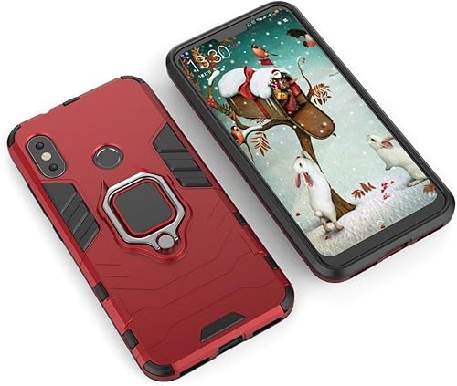 Miniatura 3 de Compatible con Mi A2 Lite, soporte de anillo de metal a prueba de golpes (funciona con soporte magnético para automóvil), cubierta resistente de