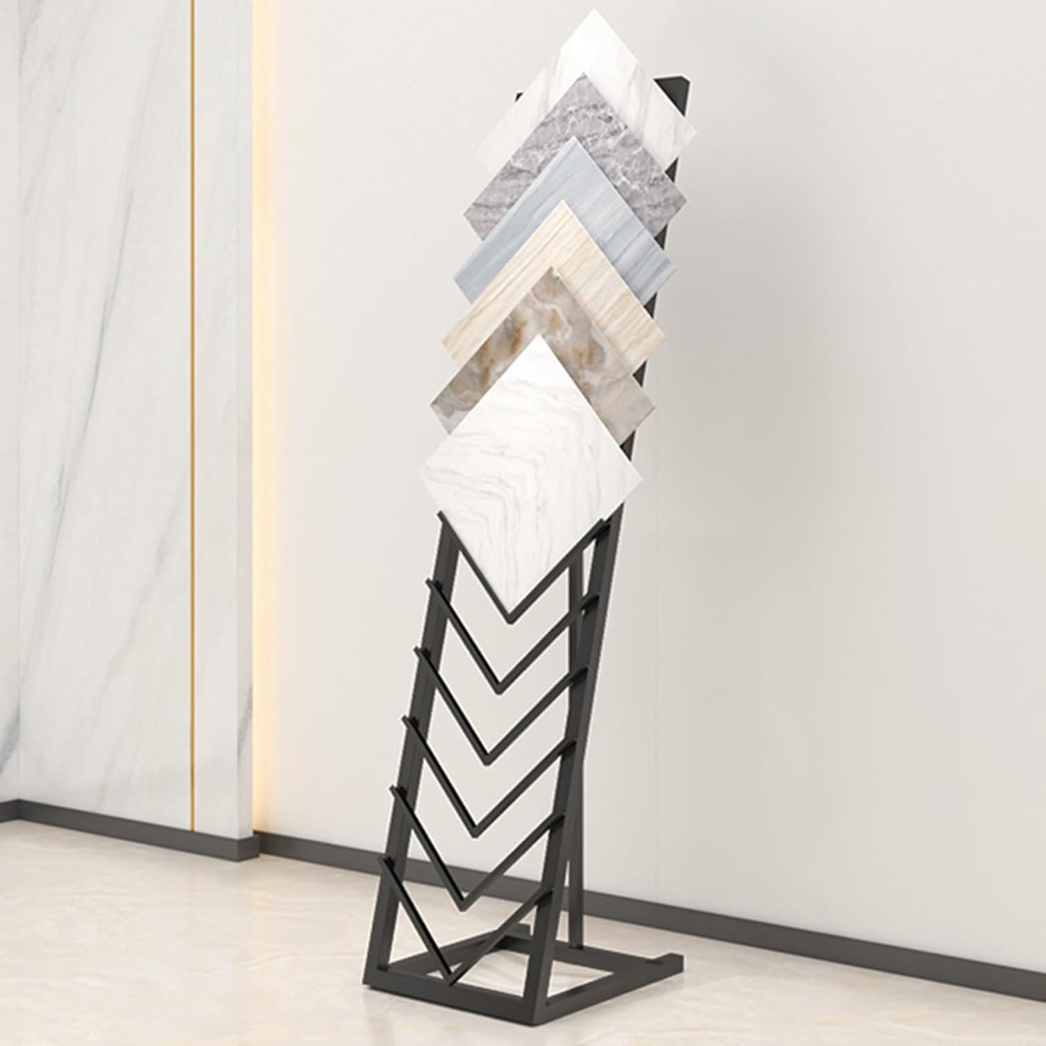 Scaffale da pavimento del campione del metallo per le mattonelle e le lastre di marmo Nizer dell'esposizione di vendita al dettaglio per le fiere commerciali e il merchandising del negozio Ideale per