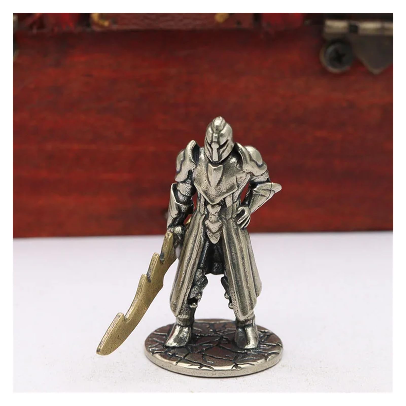 Lmcabcde White Yellow Brass Statue Two-Color Ancient Spartan Warrior Statue Retro Brass Soldier Ornaments Metal Desktop Decoration Crafts(White Yellow)
