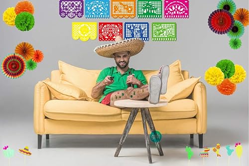 Miniatura 6 de Suministros para fiestas mexicanas, kit de decoración para fiestas temáticas de México, para festivales, cumpleaños, tacos (paquete de 35)