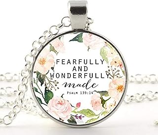 Psalm 139 14 Fearfully and Wonderfully Made Quote Bible Verse Necklace,Charm Pendant,Gift