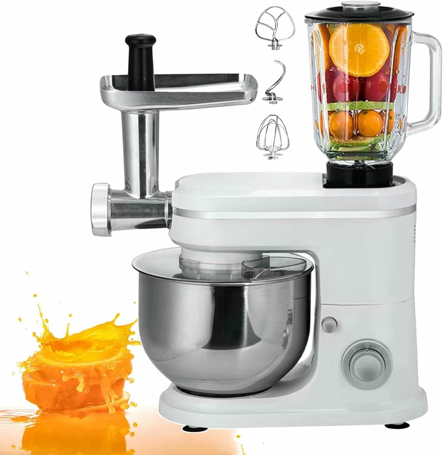 Electric Food Mixer - with Dough Hook, Blender with Meat Mincing and Juice Extraction, Professional Stand Mixer & Mincer