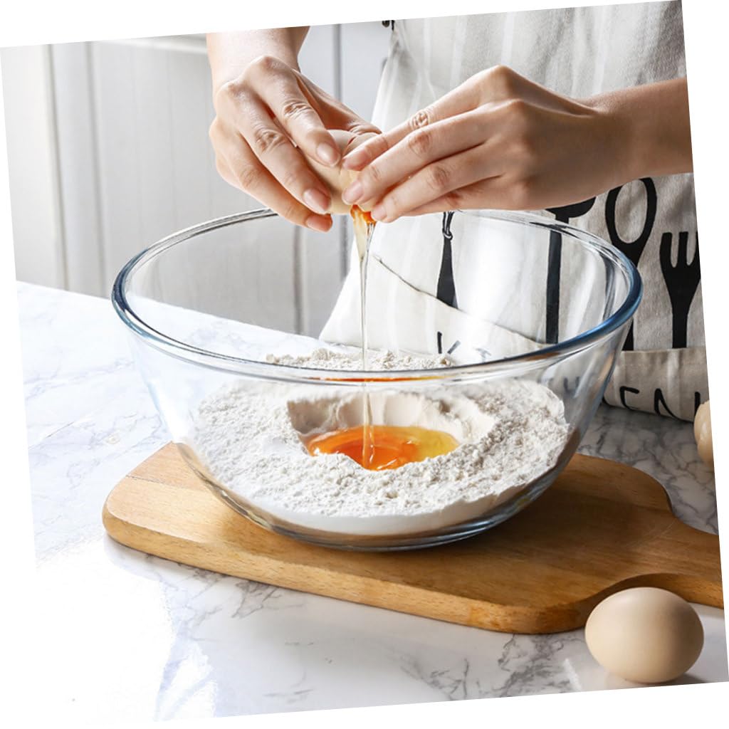 Ciotola Vetro Grande 1000ml Bianco, Insalatiera in Vetro Temperato Bordo Liscio, per Insalata, Zuppa, Riso e Servizio in Cucina